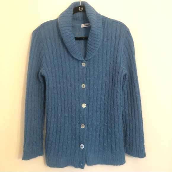 La Ferme Du Mohair French Mohair Cable Knit Sweater Cardigan M - Picture 2 of 11